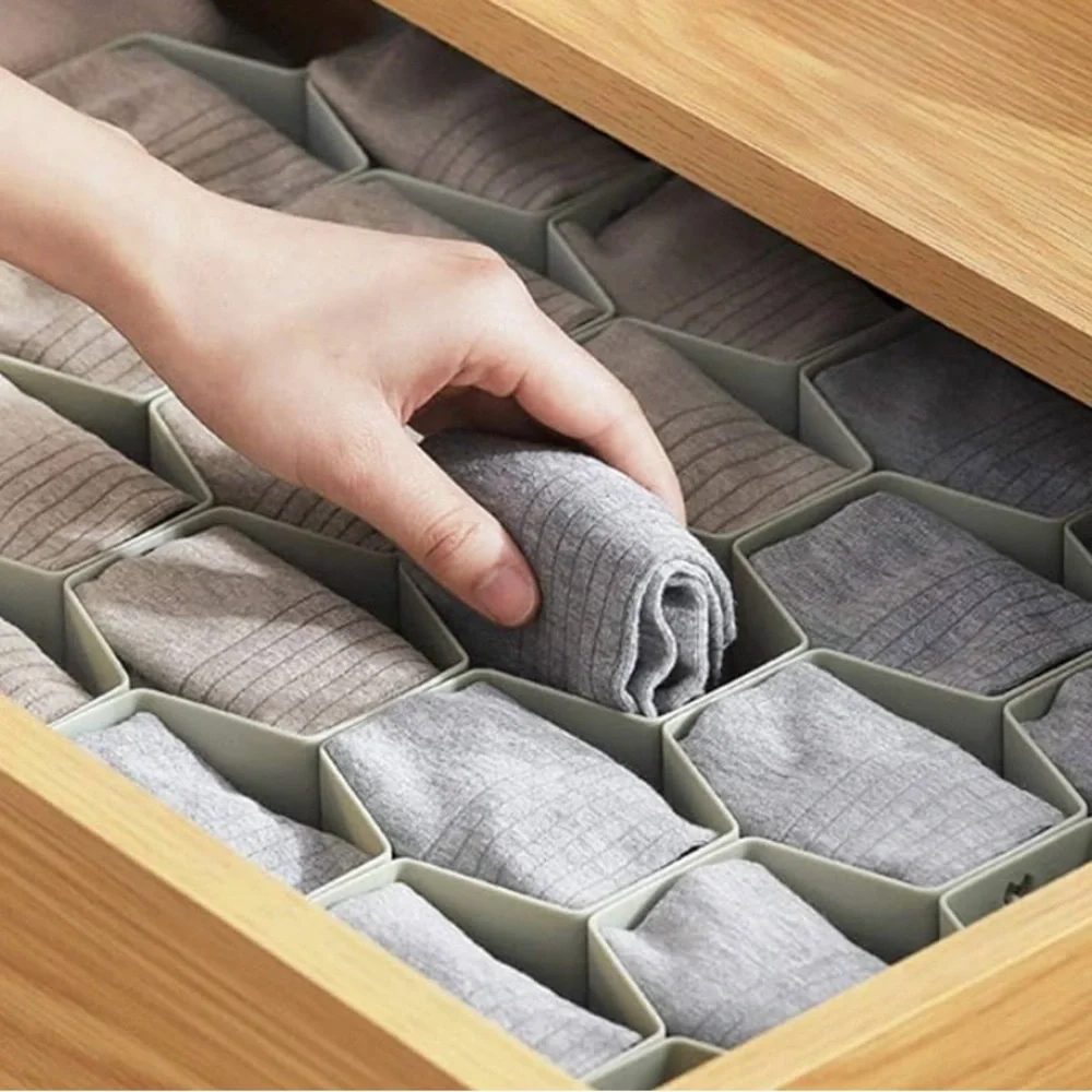 3 Pack Honeycomb Drawer Organizer Plastic Partition Closet Drawer Dividers
